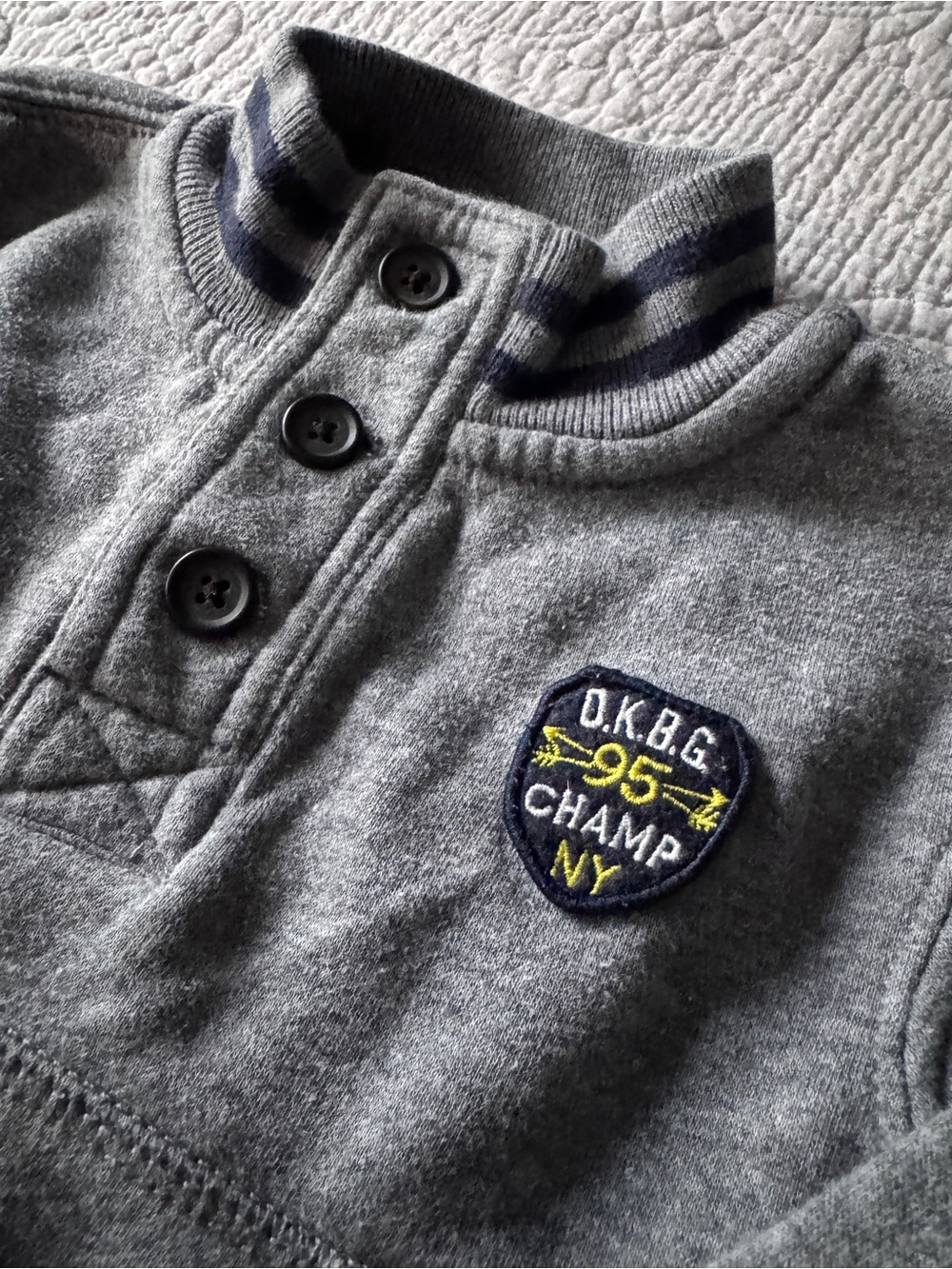 OshKosh B'gosh Gray Pullover Sweatshirt with Navy Trim